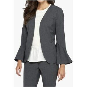 The Limited Women's Plus Bell Sleeve Blazer Grey Essentials 18W Career Work NWT
